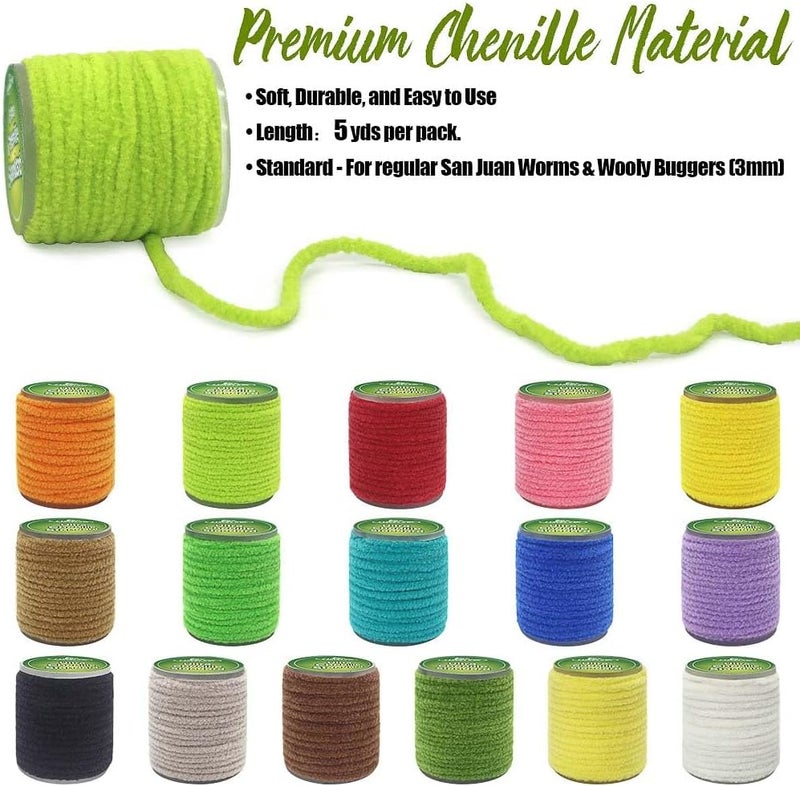 LURELINK Chenille Fly Tying Materials 16-Color Kit Fly Tying Supplies for Crappie Jigs, Wooly Buggers, Streamers - Image 2
